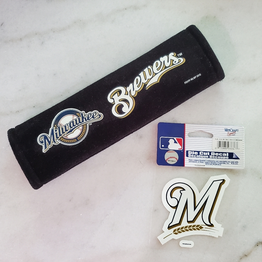 Milwaukee Brewers Decal and Seatbelt Shoulder cushion